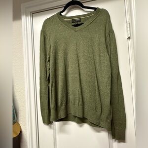 Banana Republic Classic Heather Cotton Yarn V-Neck Sweater Olive Green Size L